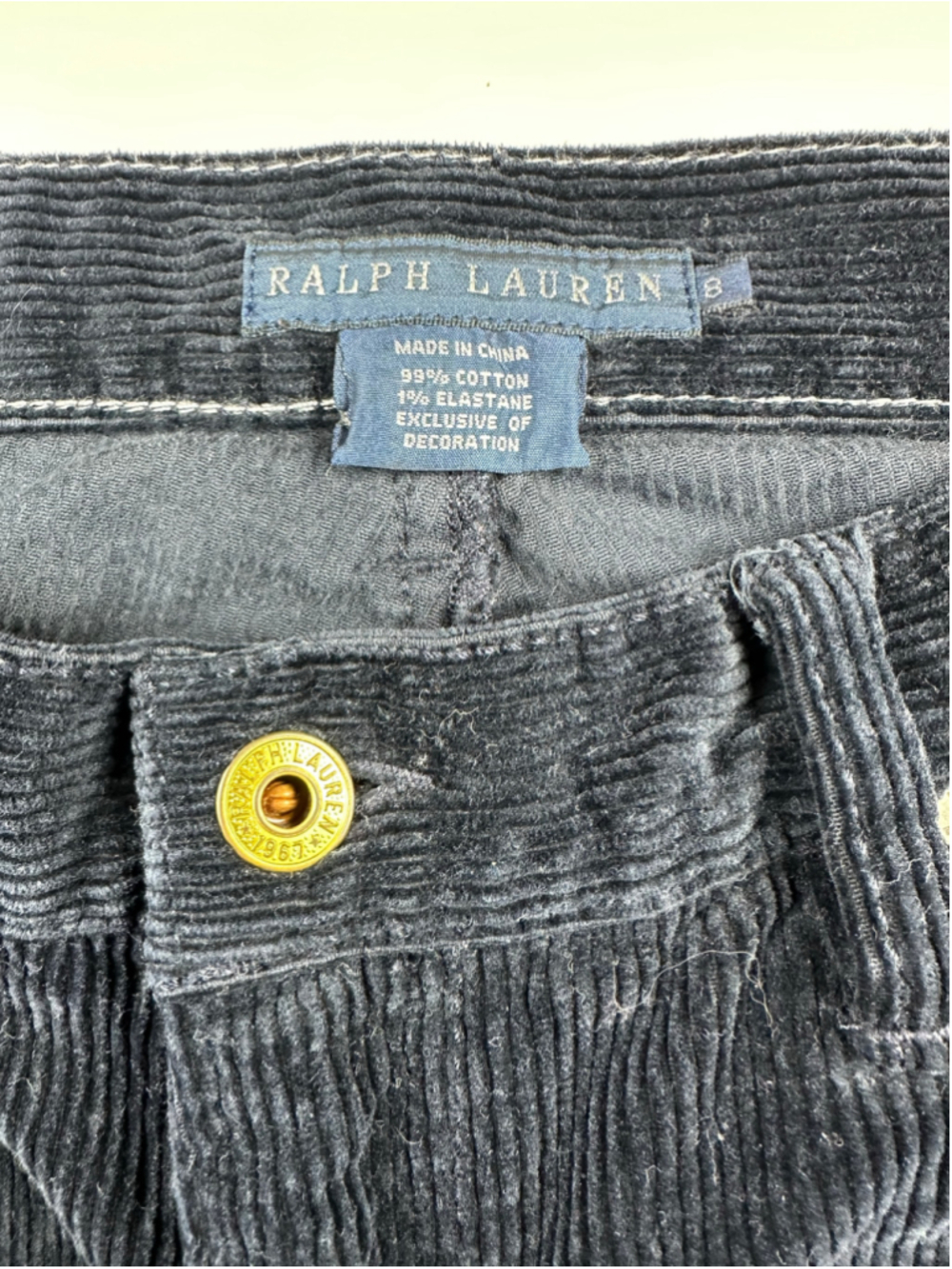 Vintage Ralph Lauren Blue Label Brand Thompson Black Wide Wale Corduroy Pants 8 - Picture 9 of 16